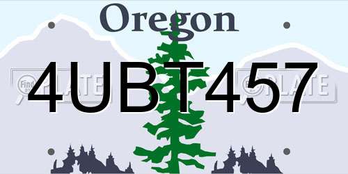 4UBT457 Oregon License Plate