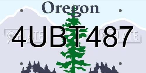 4UBT487 Oregon License Plate