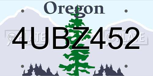 4UBZ452 Oregon License Plate
