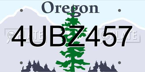 4UBZ457 Oregon License Plate