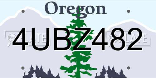 4UBZ482 Oregon License Plate