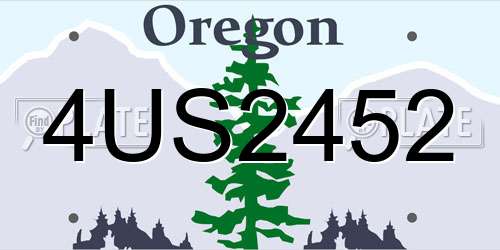 4US2452 Oregon License Plate
