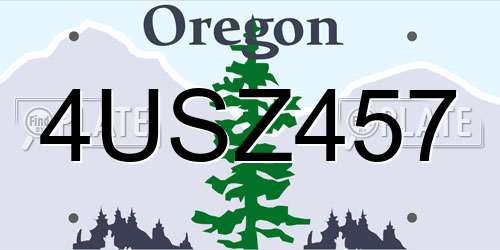 4USZ457 Oregon License Plate