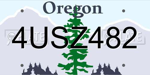 4USZ482 Oregon License Plate