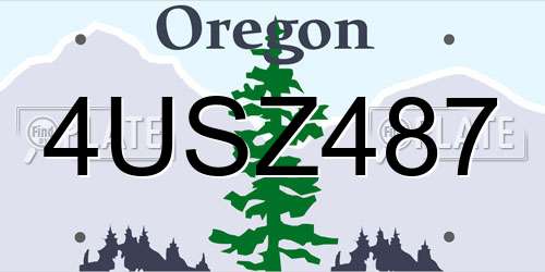 4USZ487 Oregon License Plate