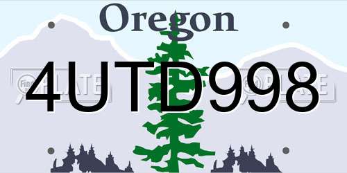 4UTD998 Oregon License Plate