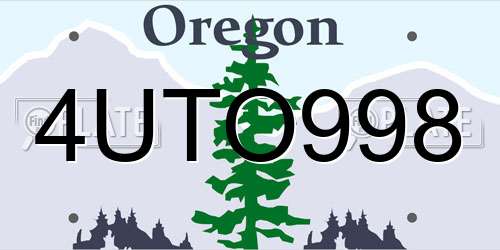 4UTO998 Oregon License Plate