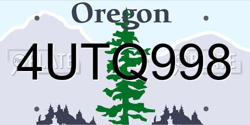 4UTQ998 Oregon License Plate