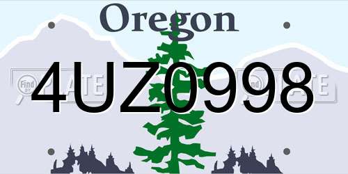 4UZ0998 Oregon License Plate