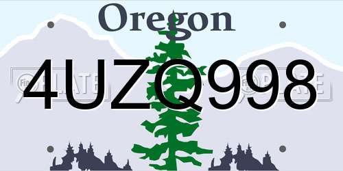 4UZQ998 Oregon License Plate