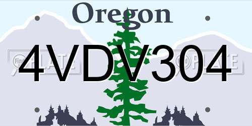 4VDV304 Oregon License Plate