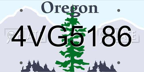 4VG5186 Oregon License Plate