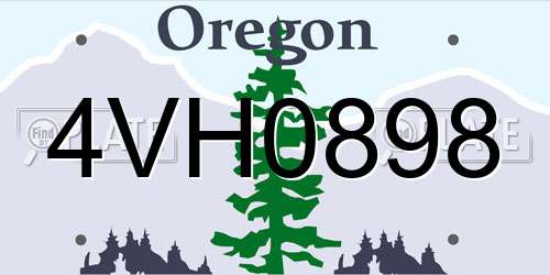 4VH0898 Oregon License Plate
