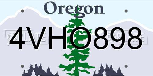 4VHO898 Oregon License Plate