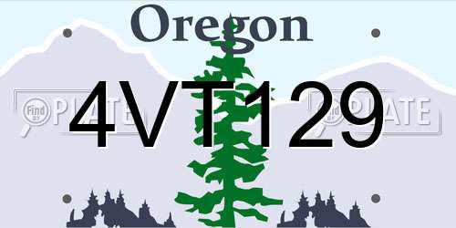 4VT129 Oregon License Plate