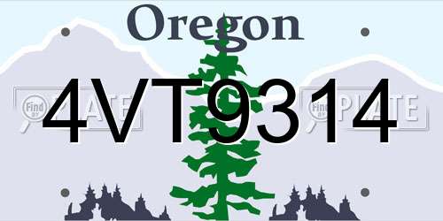 4VT9314 Oregon License Plate