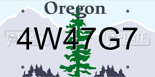 4W47G7 Oregon License Plate