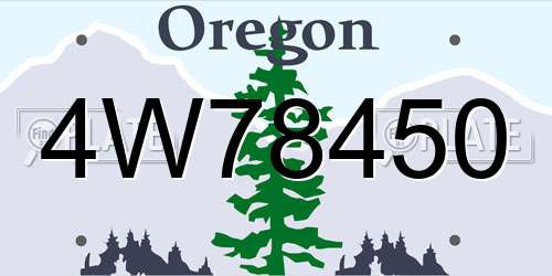 4W78450 Oregon License Plate