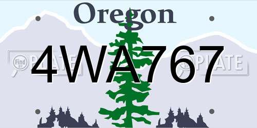 4WA767 Oregon License Plate