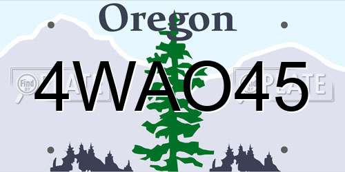 4WAO45 Oregon License Plate