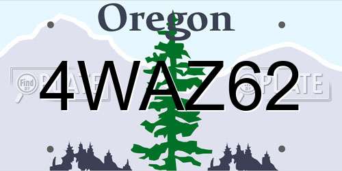 4WAZ62 Oregon License Plate