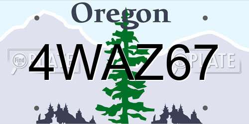 4WAZ67 Oregon License Plate