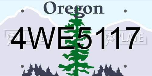 4WE5117 Oregon License Plate