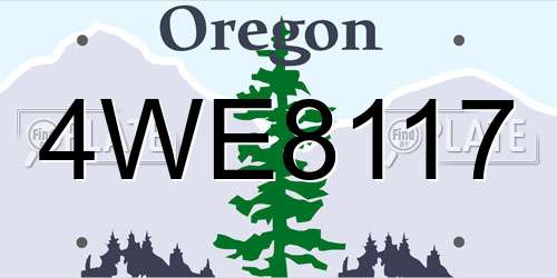 4WE8117 Oregon License Plate