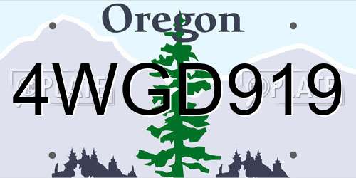 4WGD919 Oregon License Plate