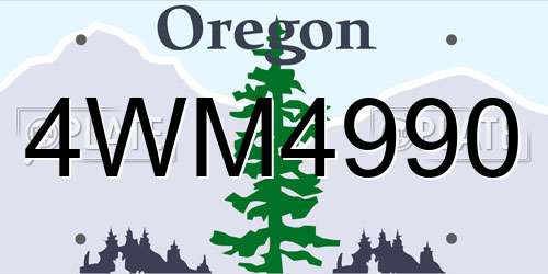 4WM4990 Oregon License Plate