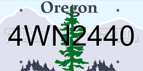 4WN2440 Oregon License Plate
