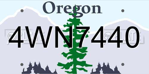 4WN7440 Oregon License Plate