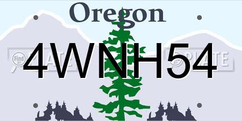 4WNH54 Oregon License Plate