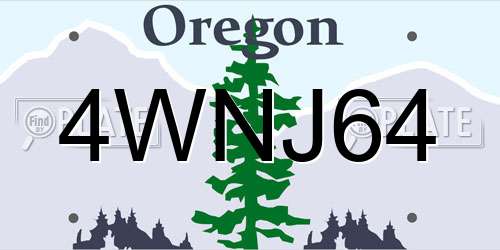4WNJ64 Oregon License Plate