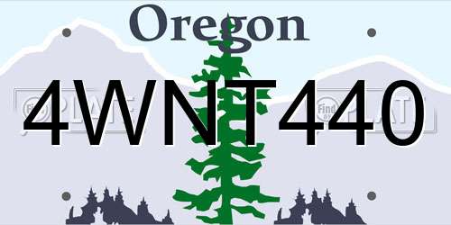 4WNT440 Oregon License Plate