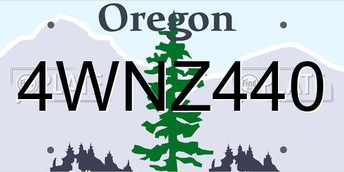 4WNZ440 Oregon License Plate