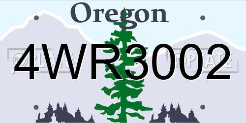 4WR3002 Oregon License Plate