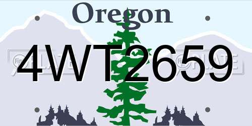 4WT2659 Oregon License Plate