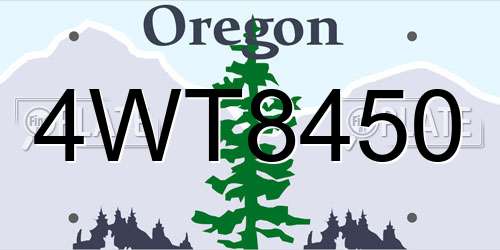 4WT8450 Oregon License Plate