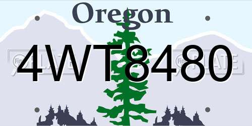 4WT8480 Oregon License Plate