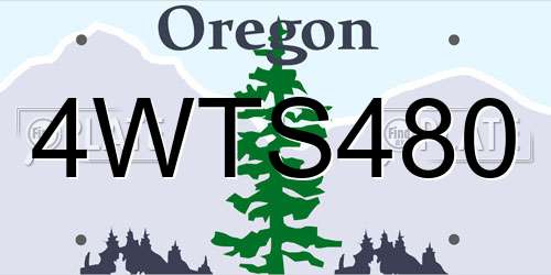 4WTS480 Oregon License Plate