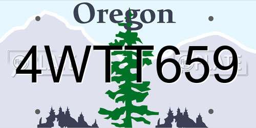 4WTT659 Oregon License Plate