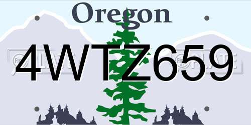 4WTZ659 Oregon License Plate
