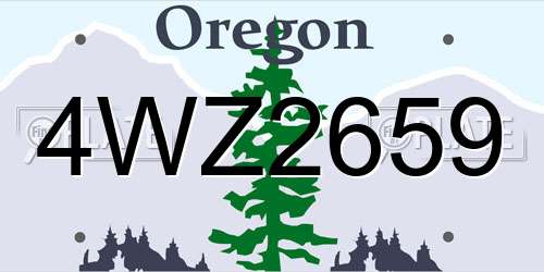 4WZ2659 Oregon License Plate