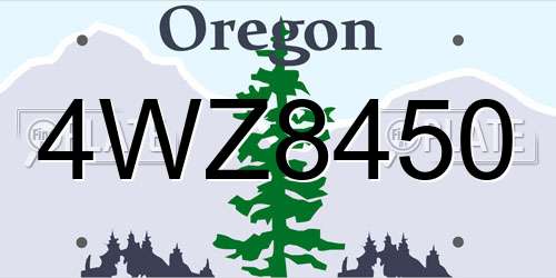 4WZ8450 Oregon License Plate