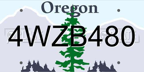 4WZB480 Oregon License Plate