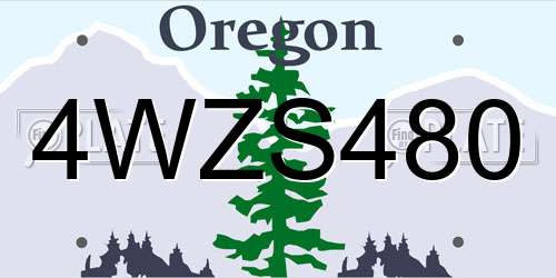 4WZS480 Oregon License Plate