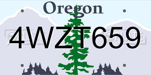 4WZT659 Oregon License Plate
