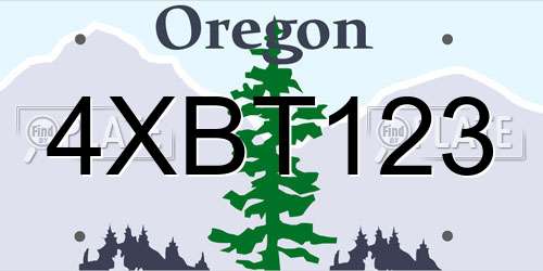 4XBT123 Oregon License Plate