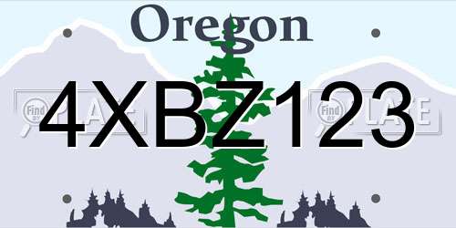 4XBZ123 Oregon License Plate
